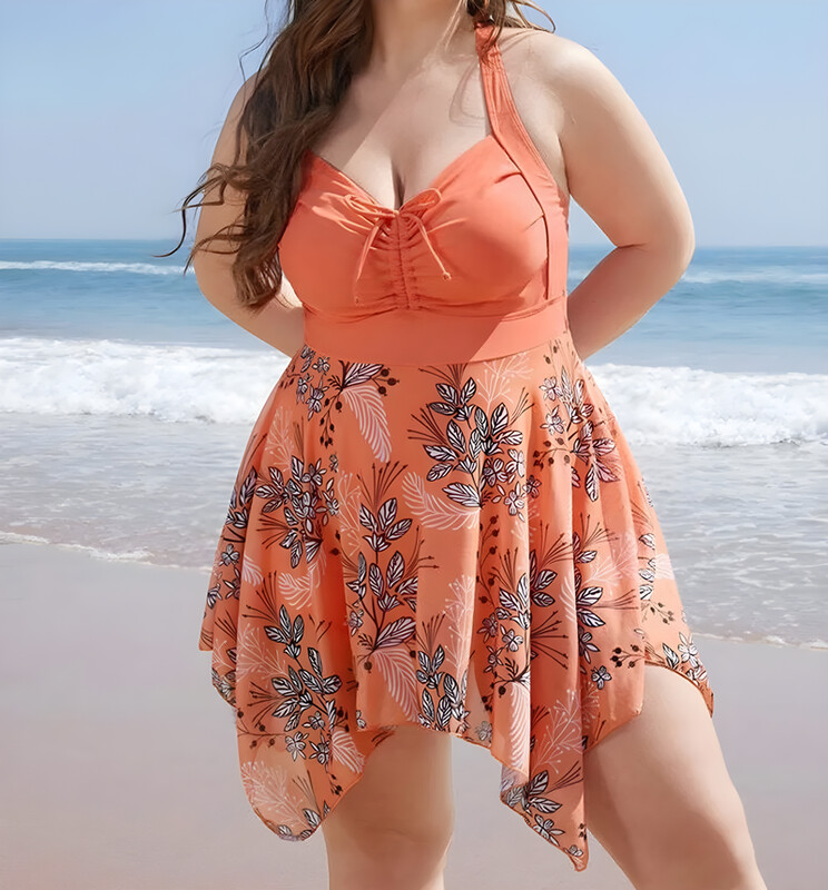 Γυναικείο μαγιό Plus Size One Piece 2024 Trend printed Swimdress Beach Holiday Μεγάλο μέγεθος μαγιό Κομψό μαγιό