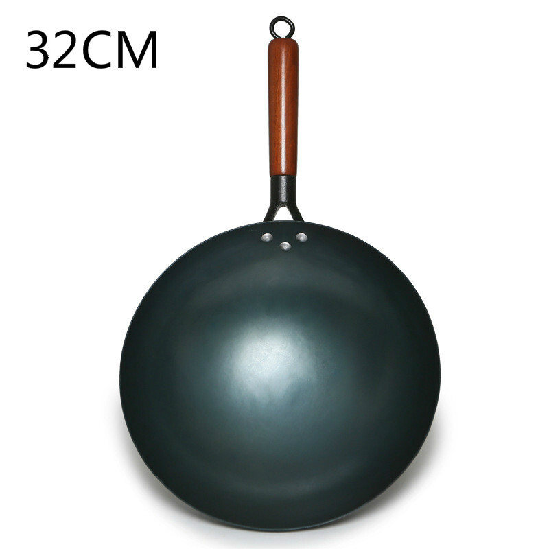 2023 Uus Hiina traditsiooniline rauast vokk, käsitsi valmistatud suur vokk- ja puidust käepide, mittenakkuva woki-gaasipliit pann kööginõud, raudpott