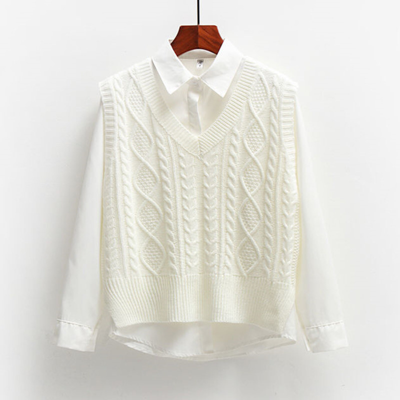 Korea stiilis moe naiste kampsun vest 2024 uus kevadsügisene varrukateta silmkoeline V-kaelusega pulloverid naiste džemprid ülerõivad