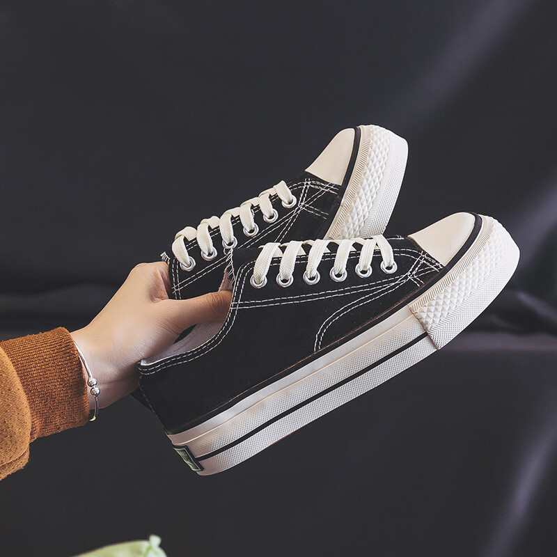 Ανοιξιάτικη χοντρή σόλα Γυναικεία παπούτσια Leisure Παπούτσια καμβά που αναπνέουν άνετα αθλητικά παπούτσια Παπούτσια με χοντρή σόλα με αύξηση ύψους