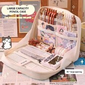 1бр голям капацитет молив калъф сладък ученически молив калъфи голяма химикалка чанта калъф кутия за съхранение кутия химикалка подарък ученически канцеларски материали пътна чанта