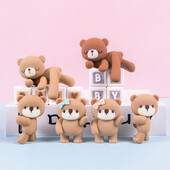 Ροζ μπλε αρκουδάκι Topper Baby Doll Happy Cake Διακοσμήσεις Αγόρι Κορίτσι Φύλο Αποκάλυψη Baby Shower για το πρώτο πάρτι γενεθλίων DIY προμήθειες