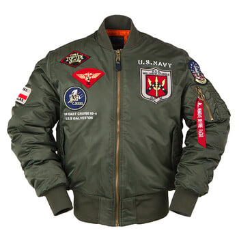 2023 Winter Top Gun Bomber Flight Jacket Αντιανεμικό Αδιάβροχο MA-1 Air Force Army Vintage Pilot Motorcycle Aviator Varsity