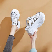 Fashion Chunky Sneakers Woman Flats Loafers Slip σε σούπερ ψηλά τακούνια Γυναικεία παπούτσια με στρογγυλά δάχτυλα Πλατφόρμα Vulcanize Shoes Plus Size