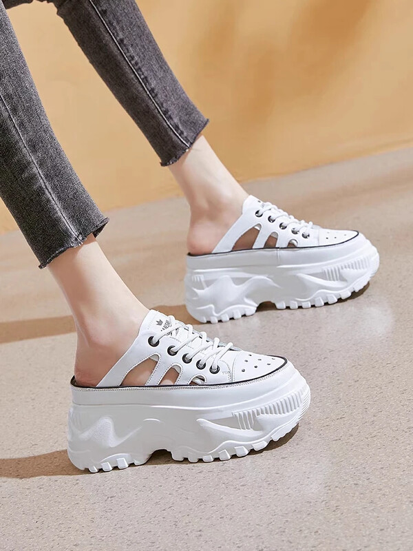 Fashion Chunky Sneakers Woman Flats Loafers Slip σε σούπερ ψηλά τακούνια Γυναικεία παπούτσια με στρογγυλά δάχτυλα Πλατφόρμα Vulcanize Shoes Plus Size