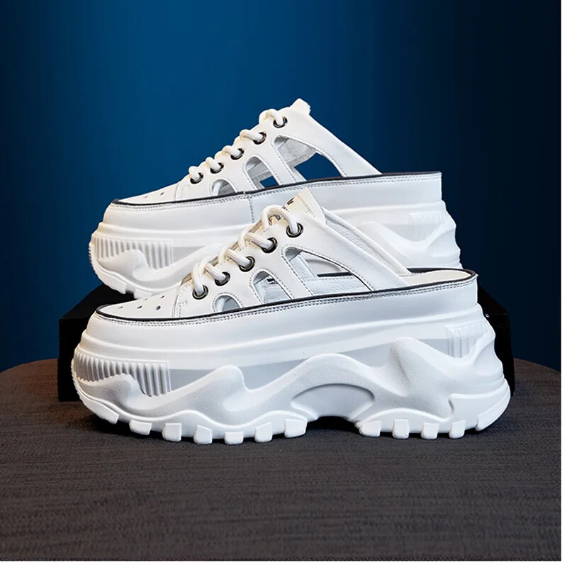 Fashion Chunky Sneakers Woman Flats Loafers Slip σε σούπερ ψηλά τακούνια Γυναικεία παπούτσια με στρογγυλά δάχτυλα Πλατφόρμα Vulcanize Shoes Plus Size