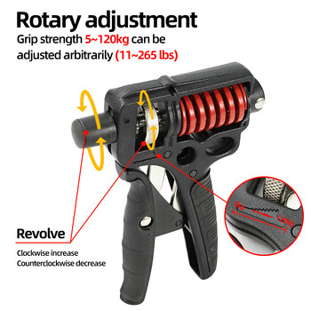 5-120 кг регулируем усилвател за усилване на тежка ръкохватка разширител за пръсти ръка китка предмишница тренажори Фитнес стоманена пружина захват Упражнение