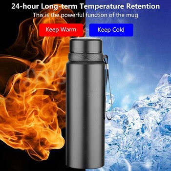 Μπουκάλι θερμού νερού 1L Keep Cold and Hot Water Bottle Thermos for Water Tea Coffee Flasks Vacuum Bottle Thermos από ανοξείδωτο χάλυβα