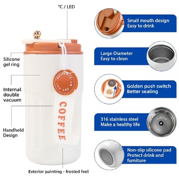 450ml LED Έξυπνη οθόνη θερμοκρασίας 316 από ανοξείδωτο ατσάλι Φλιτζάνι κενού Φορητό Φλιτζάνι Καφέ Θερμική Κούπα Ταξιδίου Φλιτζάνι καφέ γραφείου