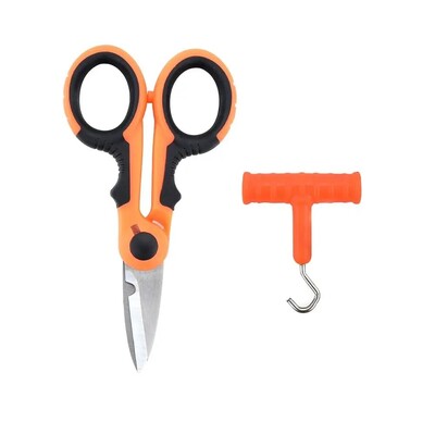 Hirisi roostevabast terasest kalapüügi kääritarvikud Kaasaskantavad käärid, tangidega lõigatud PE punumisnöör koos tõmbetööriistaga kalastustööriist