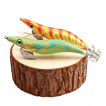 Fishing Wood Shrimp Luminous Squid Octopus Lure 10PCS 3.0 3D Eyes Fishing Lure Hard Bait Wobbler Squid Jig Lure with Bag