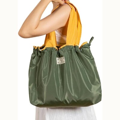 Opakovane použiteľná nákupná taška, veľkokapacitná skladacia nákupná taška so sťahovacou šnúrkou, skladacia ekologická taška cez rameno