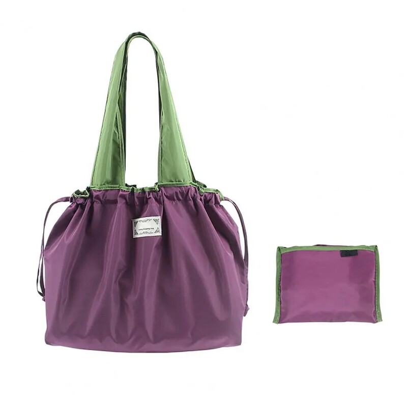 Opakovane použiteľná nákupná taška, veľkokapacitná skladacia nákupná taška so sťahovacou šnúrkou, skladacia ekologická taška cez rameno