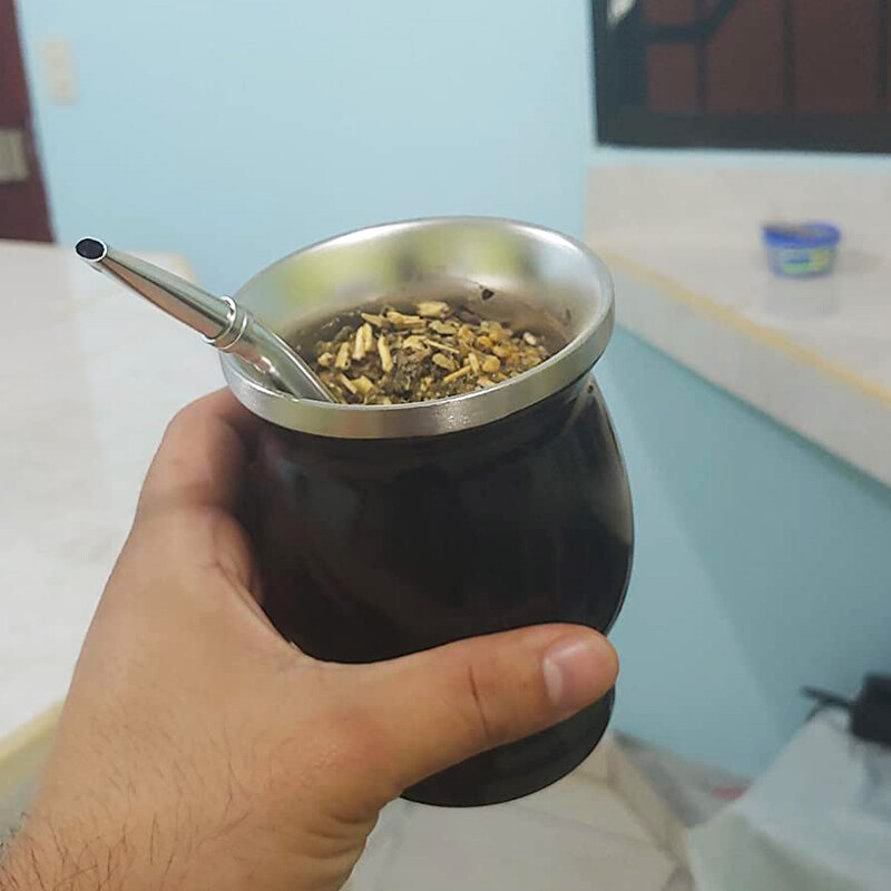 UPORS Yerba Mate Cup 304 roostevabast terasest topeltseinaga 8 untsi Argentina Yerba Mate kõrvits koos pommide ja puhastusharjaga