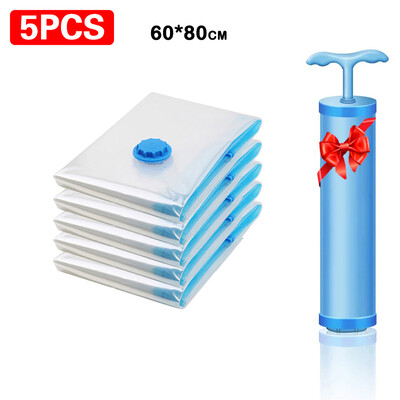 Uus 5 TK vaakumkott ja pumba kate riiete jaoks, kuhu mahub suur plastikust kompressioontühi kott reisitarvikute hoiukonteiner