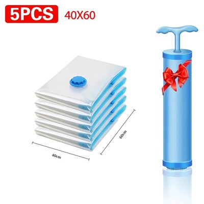 Uus 5 TK vaakumkott ja pumba kate riiete jaoks, kuhu mahub suur plastikust kompressioontühi kott reisitarvikute hoiukonteiner