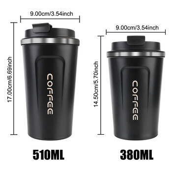 Thermo Cafe Car Thermos Κούπα για Τσάι Νερό Coffee Leak_Proof Travel Thermo Cup Κούπα καφέ 380/510ML Διπλή από ανοξείδωτο χάλυβα