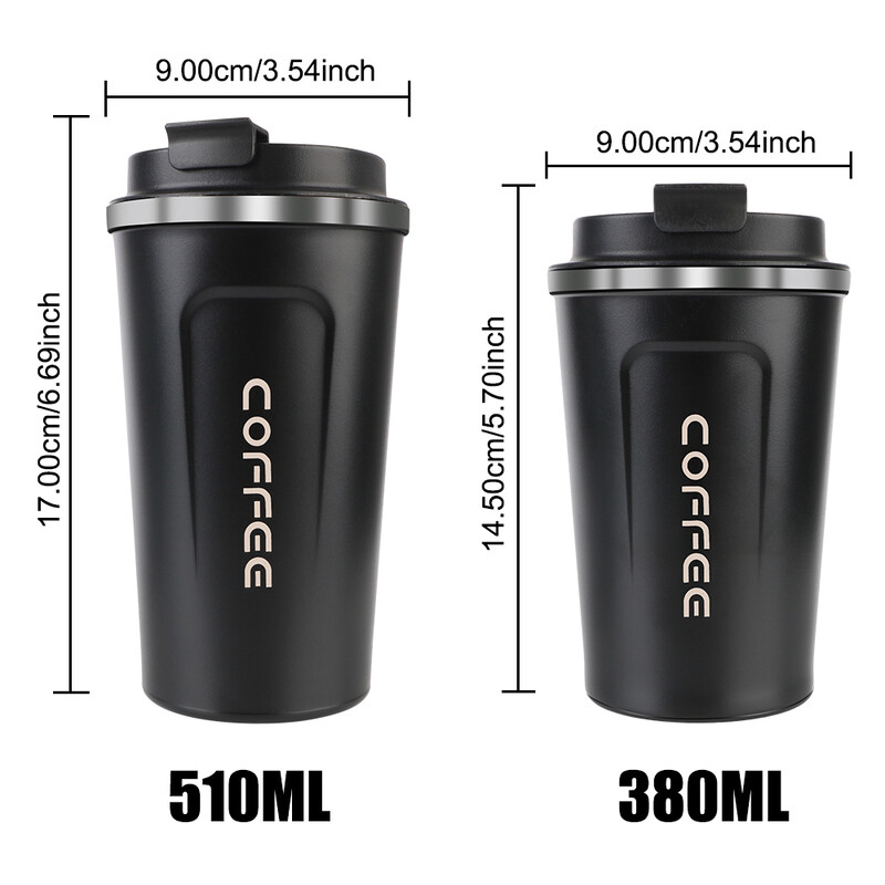 Thermo Cafe Car Thermos Cană pentru ceai Apă Cafea Leak_Proof Travel Thermo Cup Cană de cafea 380/510ML dublă din oțel inoxidabil