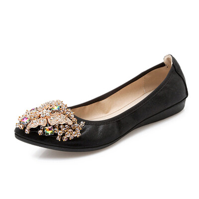 Μαλακή σόλα Πτυσσόμενη γυναικεία μπαλαράκια Πολυτελή γυναικεία παπούτσια με στρας μεγάλο μέγεθος 41 42 43 Loafers Ανοιξιάτικα Παπούτσια Φθινοπώρου Γυναικεία WSH3502