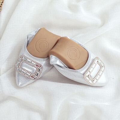 Μαλακή σόλα Πτυσσόμενη γυναικεία μπαλαράκια Πολυτελή γυναικεία παπούτσια με στρας μεγάλο μέγεθος 41 42 43 Loafers Ανοιξιάτικα Παπούτσια Φθινοπώρου Γυναικεία WSH3502