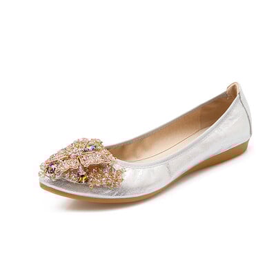 Μαλακή σόλα Πτυσσόμενη γυναικεία μπαλαράκια Πολυτελή γυναικεία παπούτσια με στρας μεγάλο μέγεθος 41 42 43 Loafers Ανοιξιάτικα Παπούτσια Φθινοπώρου Γυναικεία WSH3502