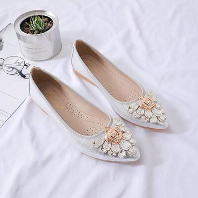 Μαλακή σόλα Πτυσσόμενη γυναικεία μπαλαράκια Πολυτελή γυναικεία παπούτσια με στρας μεγάλο μέγεθος 41 42 43 Loafers Ανοιξιάτικα Παπούτσια Φθινοπώρου Γυναικεία WSH3502