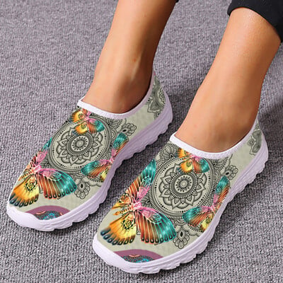 INSTANTARTS Pretty Bohemia Butterfly Flats jalats naistele Hingav õues Walk Mesh Sneaker Lady Casual Slip on Loafers kingad