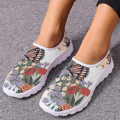 INSTANTARTS Pretty Bohemia Butterfly Flats jalats naistele Hingav õues Walk Mesh Sneaker Lady Casual Slip on Loafers kingad