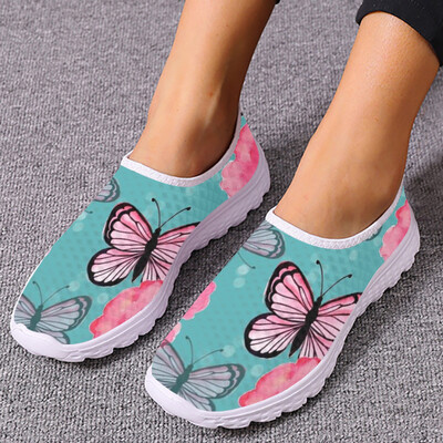 INSTANTARTS Pretty Bohemia Butterfly Flats jalats naistele Hingav õues Walk Mesh Sneaker Lady Casual Slip on Loafers kingad