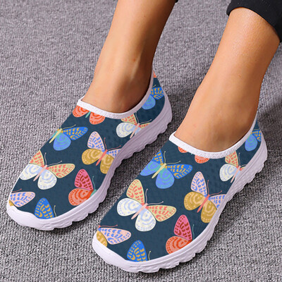 INSTANTARTS Pretty Bohemia Butterfly Flats jalats naistele Hingav õues Walk Mesh Sneaker Lady Casual Slip on Loafers kingad