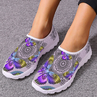 INSTANTARTS Pretty Bohemia Butterfly Flats jalats naistele Hingav õues Walk Mesh Sneaker Lady Casual Slip on Loafers kingad