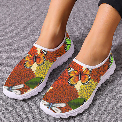 INSTANTARTS Pretty Bohemia Butterfly Flats jalats naistele Hingav õues Walk Mesh Sneaker Lady Casual Slip on Loafers kingad