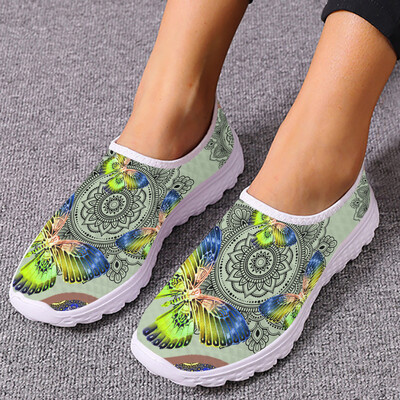 INSTANTARTS Pretty Bohemia Butterfly Flats jalats naistele Hingav õues Walk Mesh Sneaker Lady Casual Slip on Loafers kingad