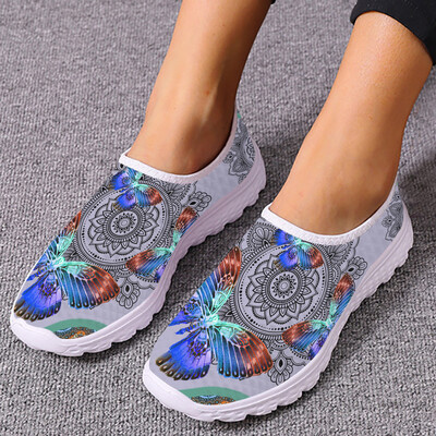 INSTANTARTS Pretty Bohemia Butterfly Flats jalats naistele Hingav õues Walk Mesh Sneaker Lady Casual Slip on Loafers kingad