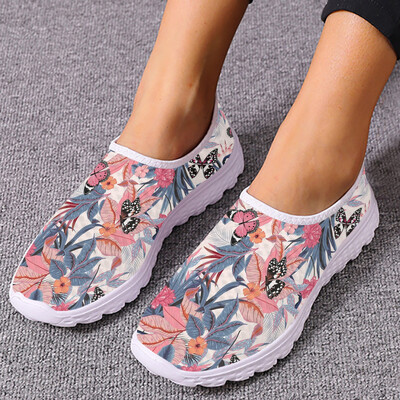 INSTANTARTS Pretty Bohemia Butterfly Flats jalats naistele Hingav õues Walk Mesh Sneaker Lady Casual Slip on Loafers kingad