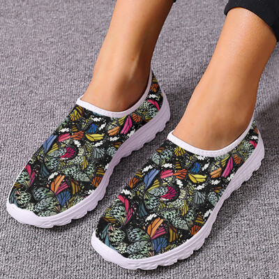 INSTANTARTS Pretty Bohemia Butterfly Flats jalats naistele Hingav õues Walk Mesh Sneaker Lady Casual Slip on Loafers kingad