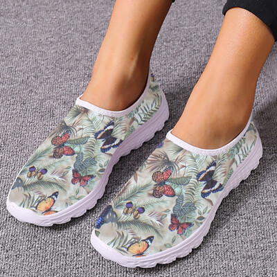 INSTANTARTS Pretty Bohemia Butterfly Flats jalats naistele Hingav õues Walk Mesh Sneaker Lady Casual Slip on Loafers kingad