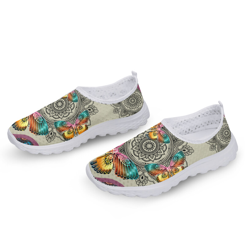 INSTANTARTS Pretty Bohemia Butterfly Flats jalats naistele Hingav õues Walk Mesh Sneaker Lady Casual Slip on Loafers kingad