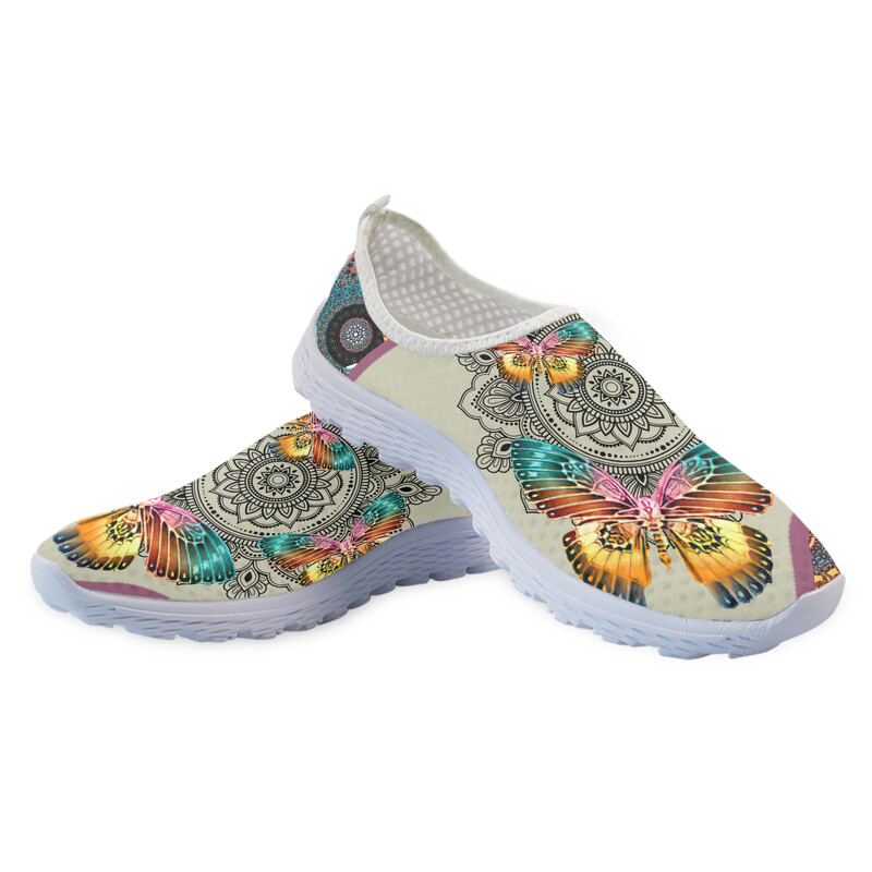 INSTANTARTS Pretty Bohemia Butterfly Flats jalats naistele Hingav õues Walk Mesh Sneaker Lady Casual Slip on Loafers kingad