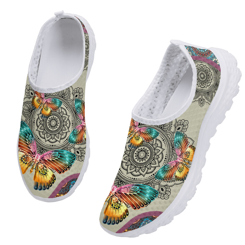 INSTANTARTS Pretty Bohemia Butterfly Flats jalats naistele Hingav õues Walk Mesh Sneaker Lady Casual Slip on Loafers kingad