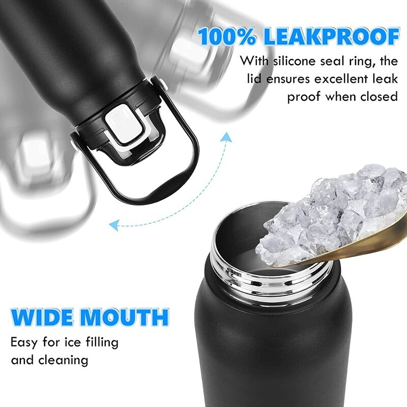 Didelės talpos 2 l stiklinės termo butelis su šiaudais nerūdijančio plieno terminio vandens buteliu šalto ir karšto termo puodelio vakuuminės kolbos sporto salė