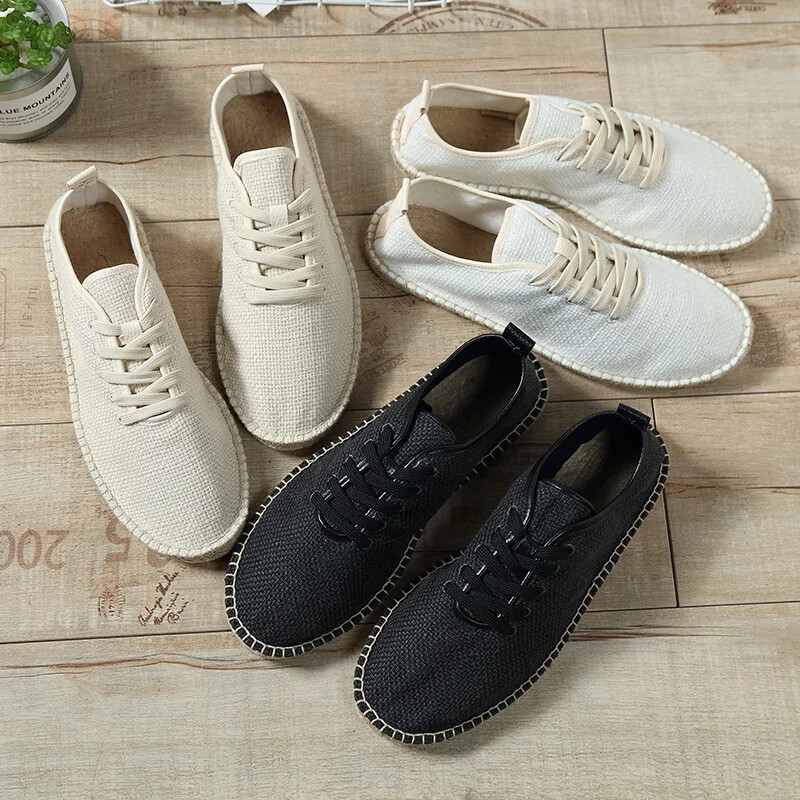 Καλοκαιρινό λινό αναπνέον Casual Flats Ανδρικά παπούτσια Εσπαντρίγιες Loafers Μόδα Γυναικεία Παπούτσια Καμβά Casual Fisherman Υποδήματα οδήγησης
