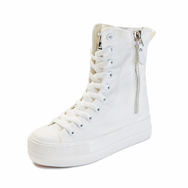 Uued kõrge ülaosaga, musta küljega tõmblukuga lõuendikingad Naiste kingad platvormkingad Õpilasjalatsid Tossud Naiste 2022. aasta platvormkingad