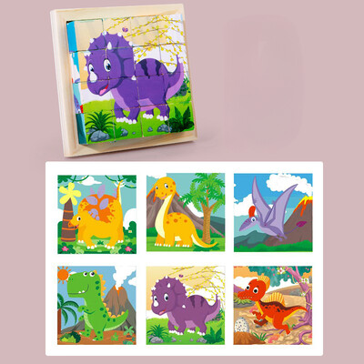 3D kubs Koka puzle bērniem deviņas daļas sešu malu koka bloku paplāte bērniem Montesori mācību izglītojošas puzles rotaļlietas