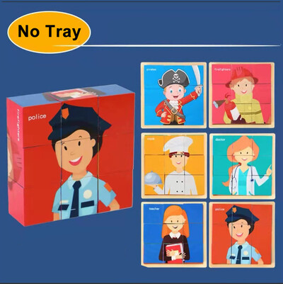 3D kubs Koka puzle bērniem deviņas daļas sešu malu koka bloku paplāte bērniem Montesori mācību izglītojošas puzles rotaļlietas