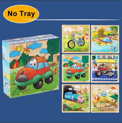 3D kubs Koka puzle bērniem deviņas daļas sešu malu koka bloku paplāte bērniem Montesori mācību izglītojošas puzles rotaļlietas