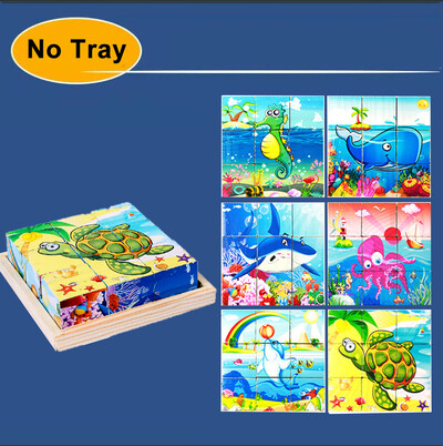 3D kubs Koka puzle bērniem deviņas daļas sešu malu koka bloku paplāte bērniem Montesori mācību izglītojošas puzles rotaļlietas