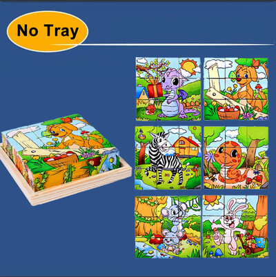 3D kubs Koka puzle bērniem deviņas daļas sešu malu koka bloku paplāte bērniem Montesori mācību izglītojošas puzles rotaļlietas