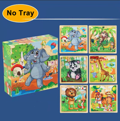 3D kubs Koka puzle bērniem deviņas daļas sešu malu koka bloku paplāte bērniem Montesori mācību izglītojošas puzles rotaļlietas