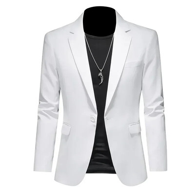 Blazer casual de afaceri pentru bărbați de modă, negru, alb, roșu, verde, culoare solidă, jachetă slim fit, costum de nuntă, pentru petrecere, haină M-6XL